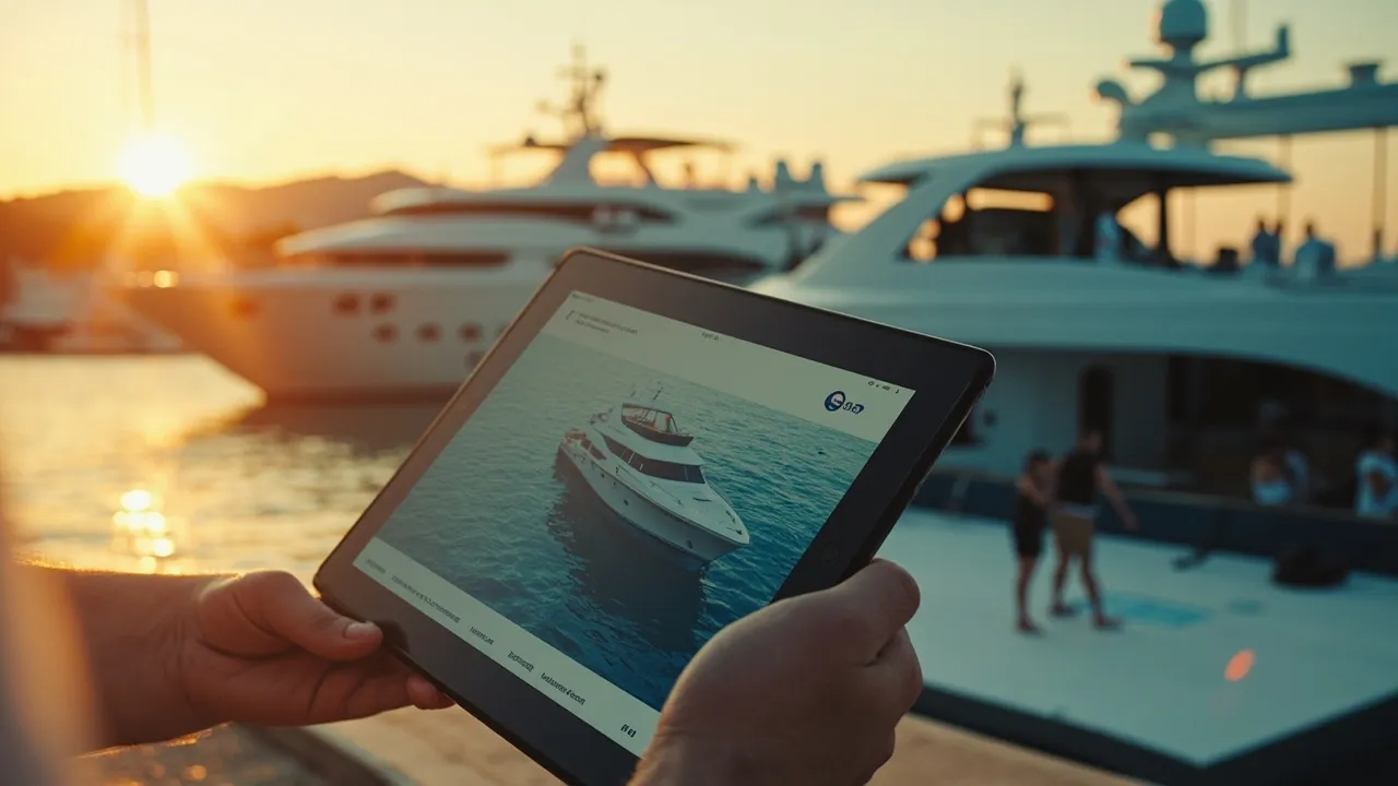 Symbolbild: eine luxuriöse Yacht auf türkisblauem Wasser bei Sonnenuntergang